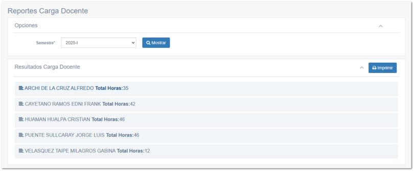 5.5.1. Carga Docente