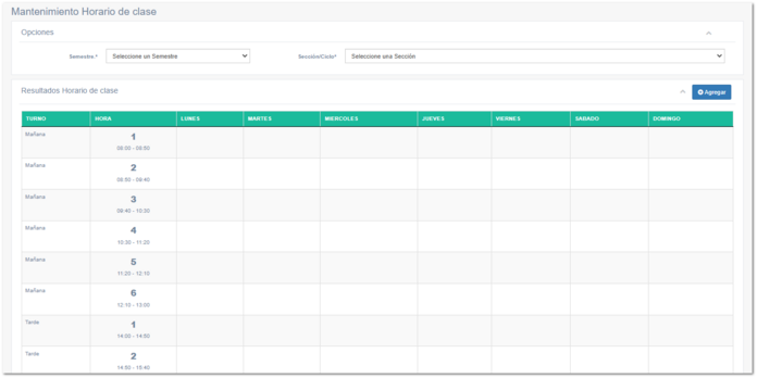 5.7.4. Horario de Clases