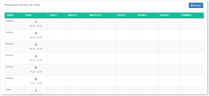5.7.4. Horario de Clases