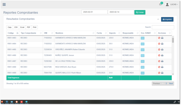 4.3.1. Reporte de Comprobantes