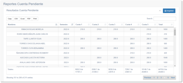 4.3.3. Reporte de Cuentas Pendientes