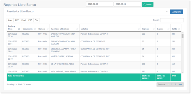 4.3.2. Reporte de Libro Banco